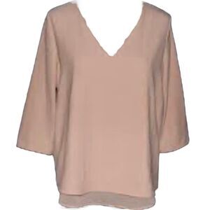 #76 c&e Triangle Cutout V-neck 3/4 Sleeve Top Blouse